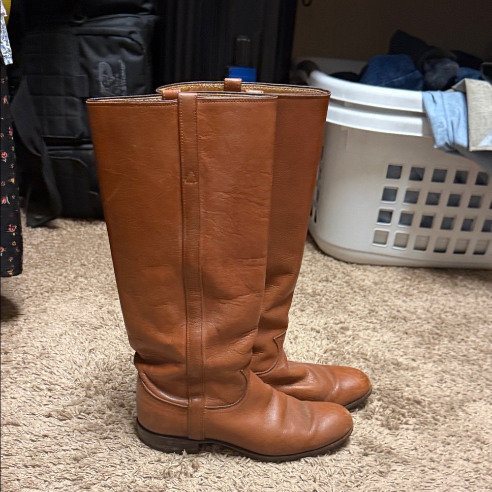 Justin Boots Tall Leather Riding Boots - Brown